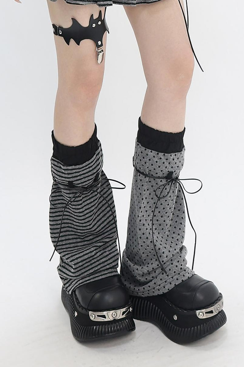 Y2k Mixed Pattern Tiered Skirt + Leg Sleeves