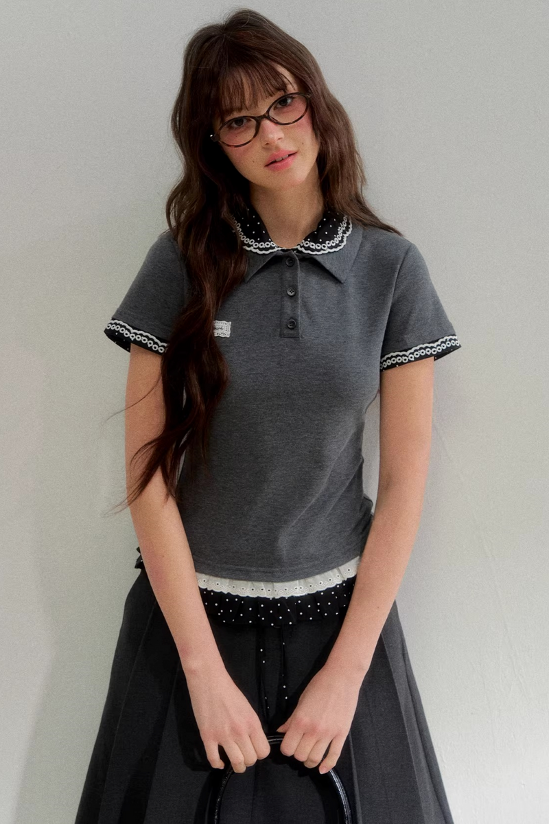 Retro Polka Dot Knit Polo