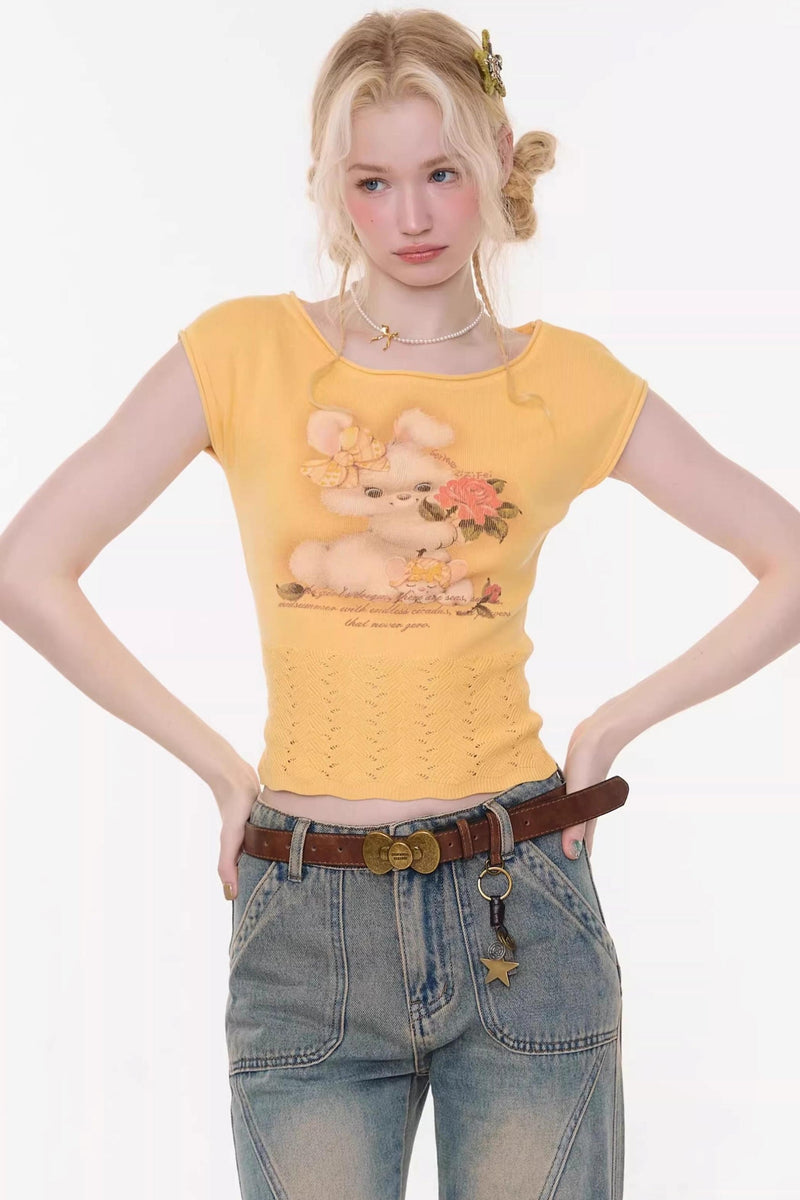Sweet Rabbit Print Top