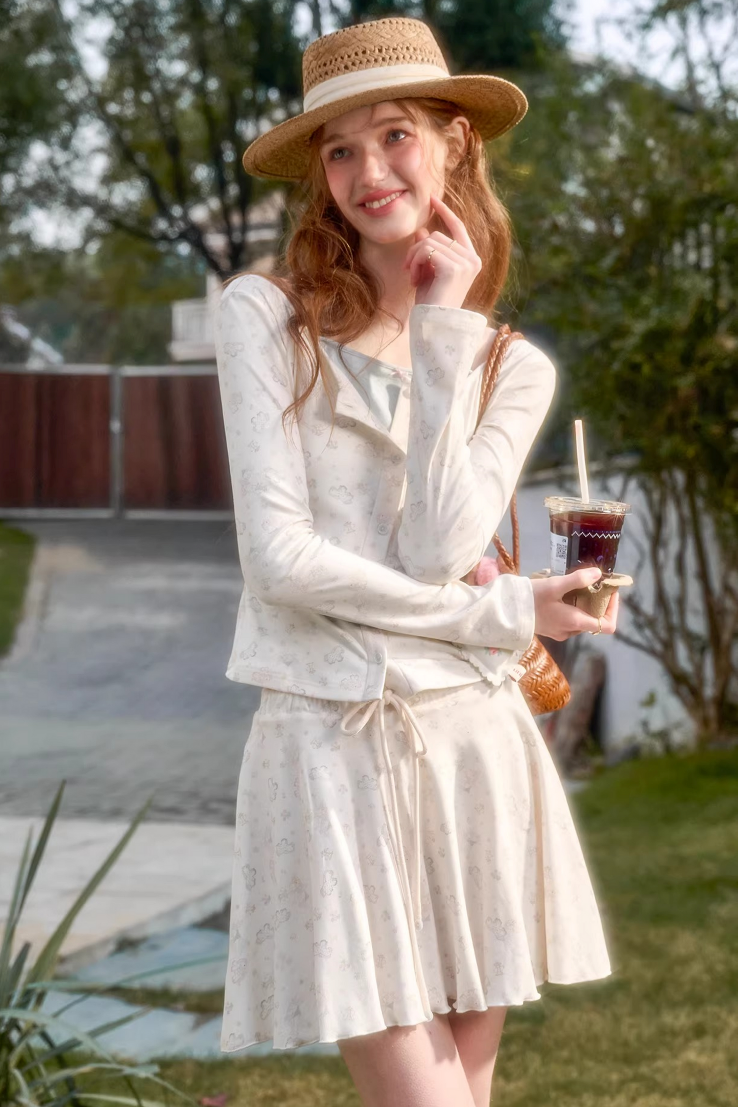 Color Blocking Hand Painted Cardigan + Skirt