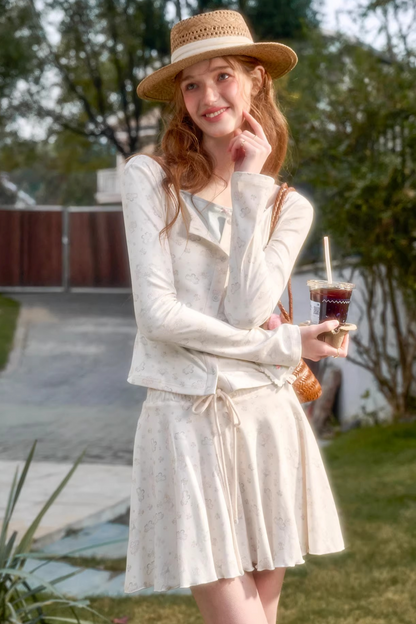 Color Blocking Hand Painted Cardigan + Skirt