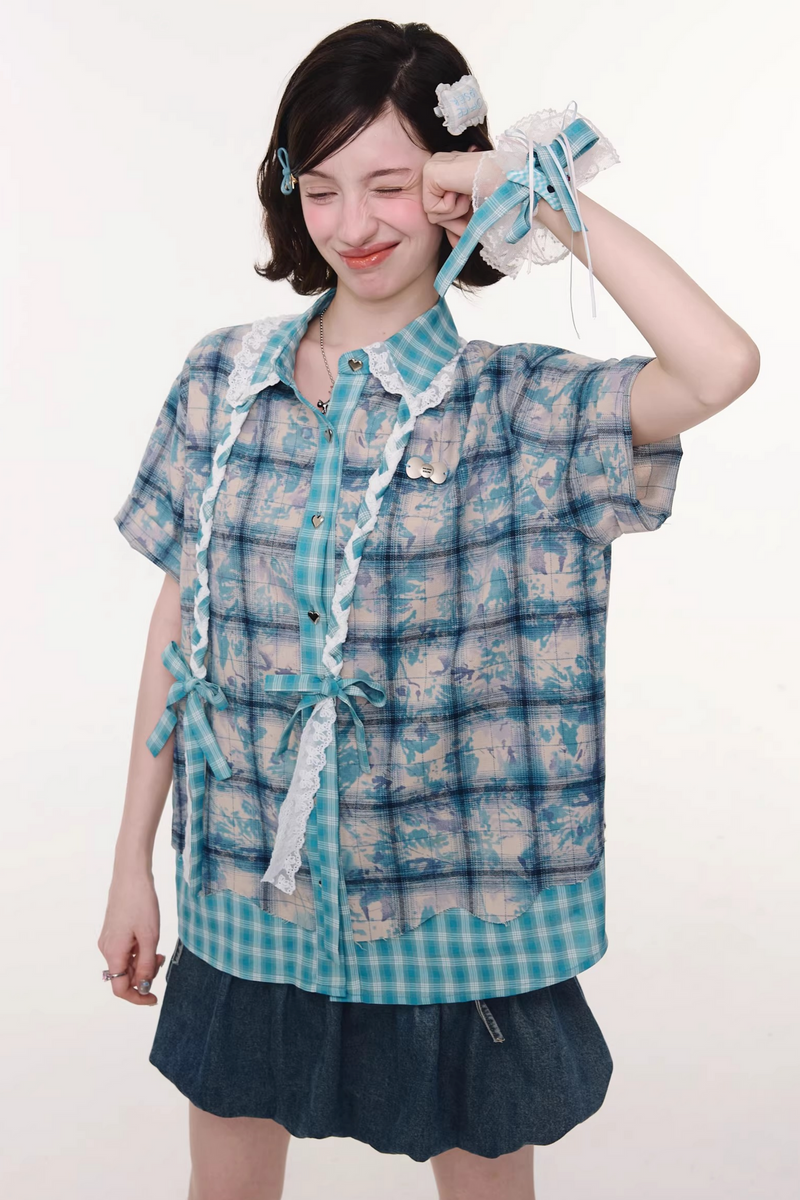 Y2k Plaid Oversized Shirt