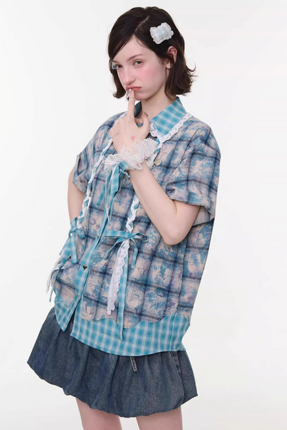 Y2k Plaid Oversized Shirt