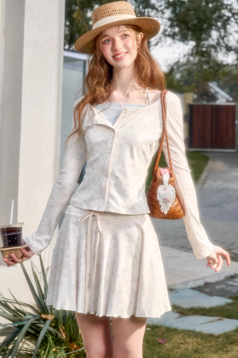 Color Blocking Hand Painted Cardigan + Skirt