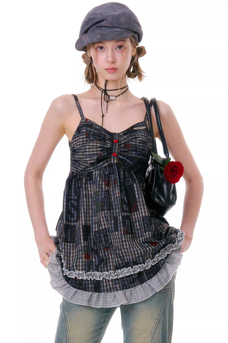 Retro Plaid Lace Top