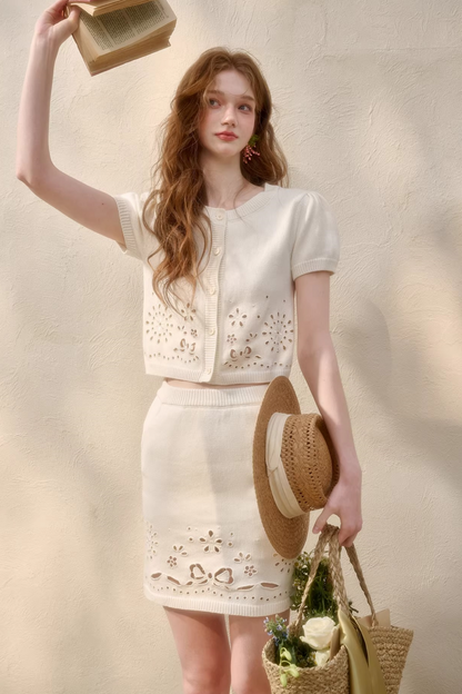Puff Sleeve French Top + Skirt