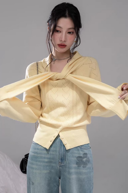 Milky Yellow One-shoulder Top