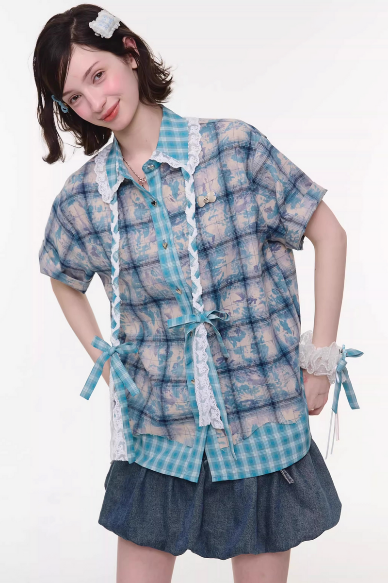 Y2k Plaid Oversized Shirt