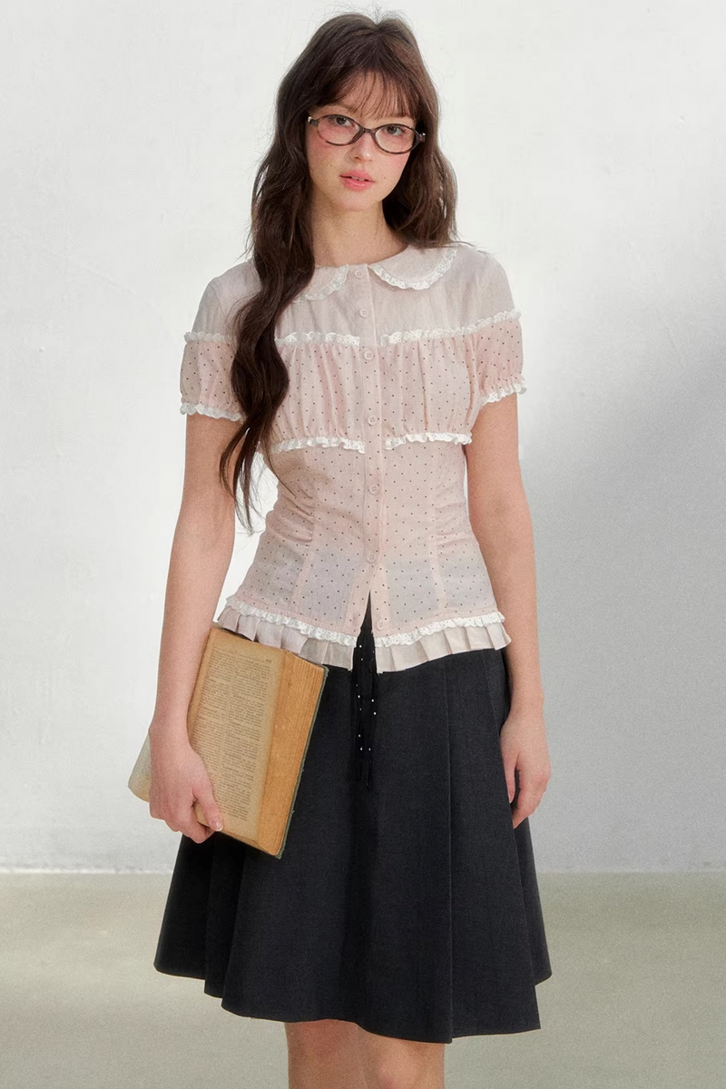 Cotton Linen Polka Dot Blouse