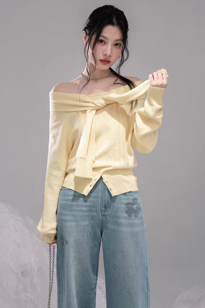 Milky Yellow One-shoulder Top