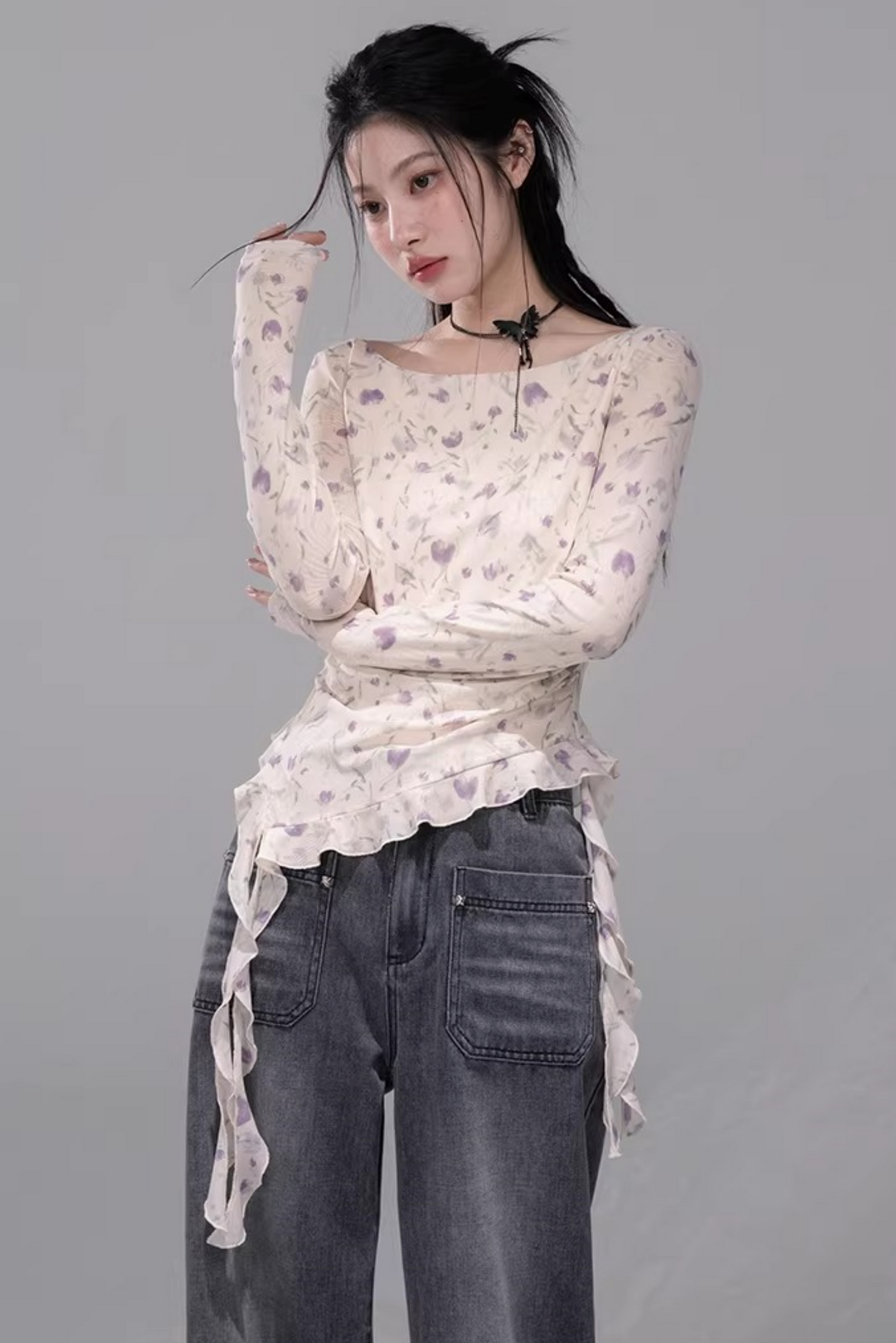 Sheer Asymmetrical Top