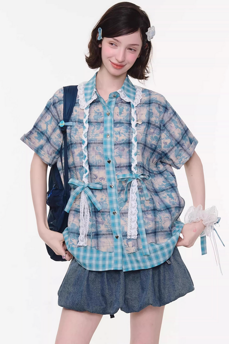 Y2k Plaid Oversized Shirt