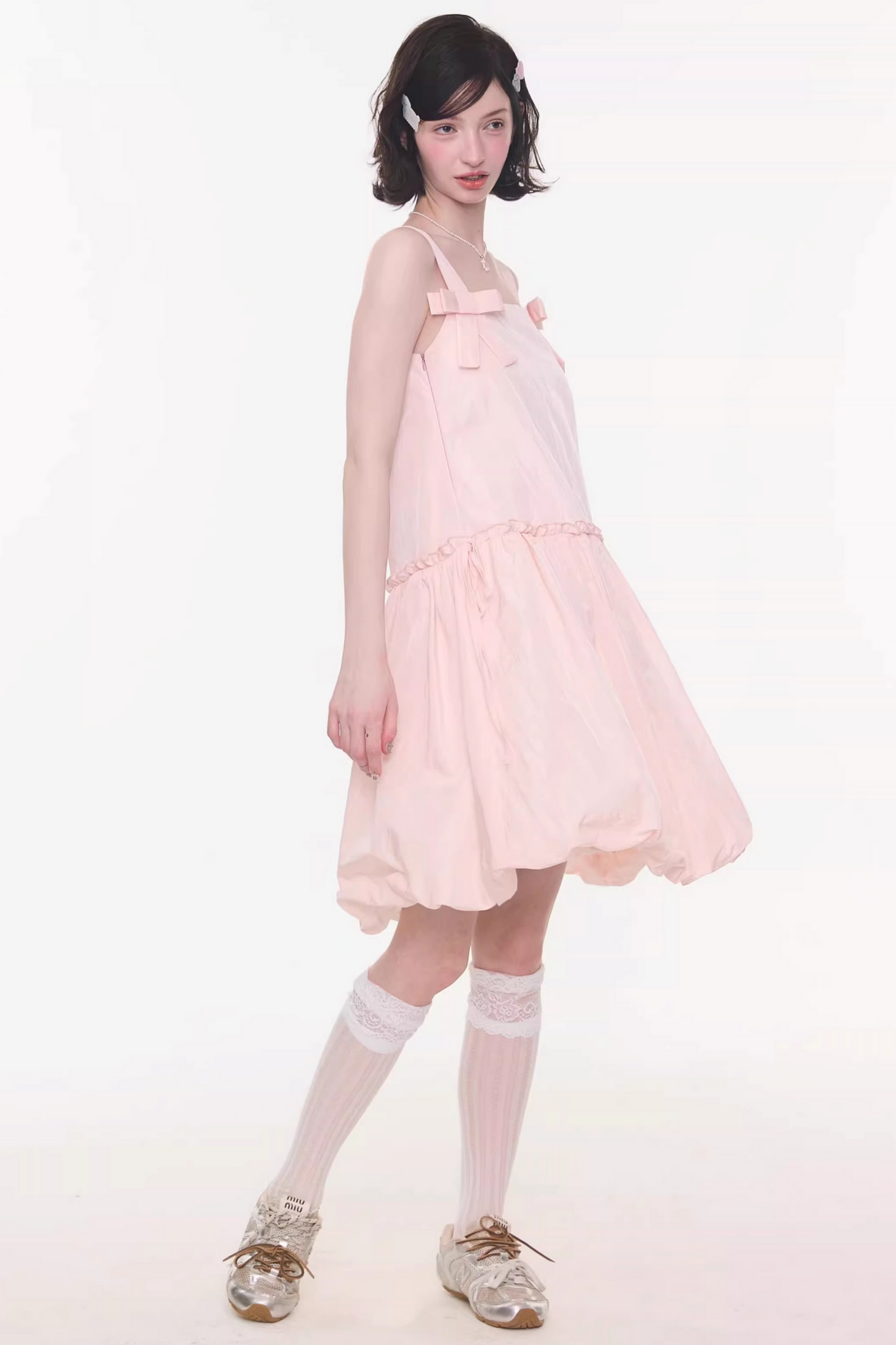 Ribbon Sweet Balloon Camisole Dress