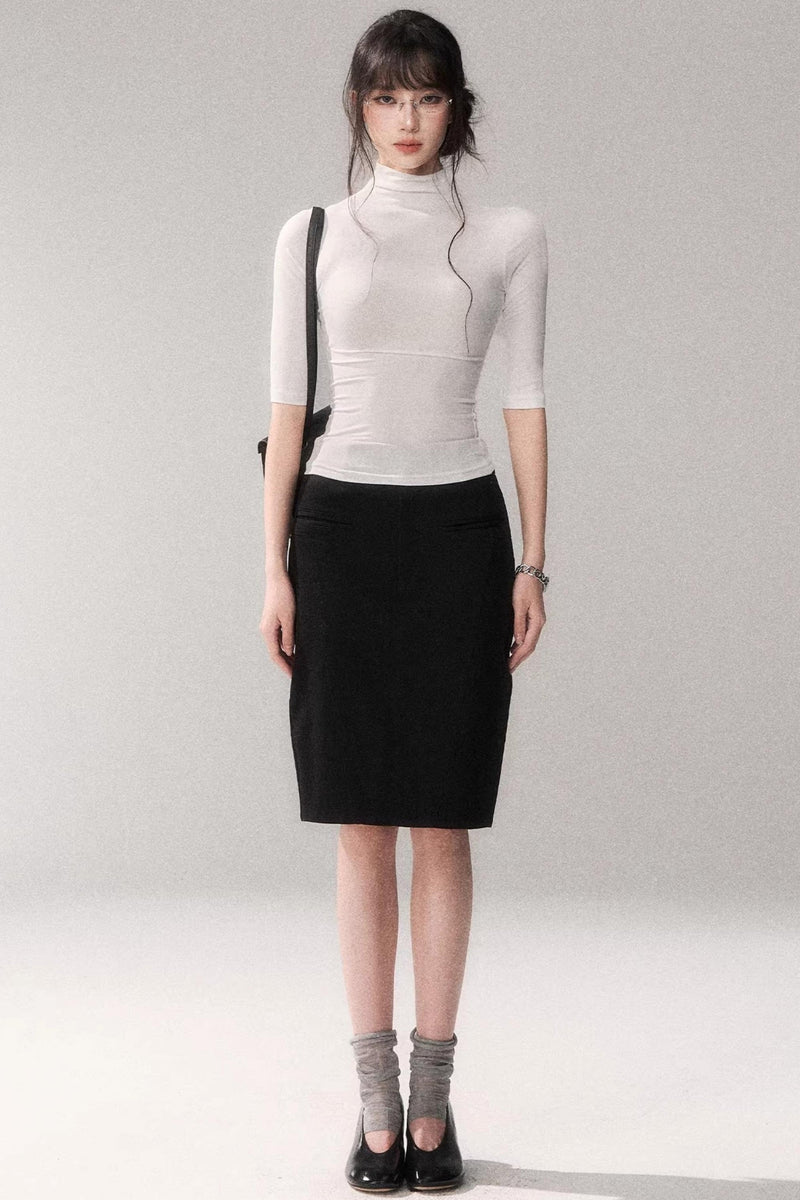 Retro Mid-sleeve Slim Top