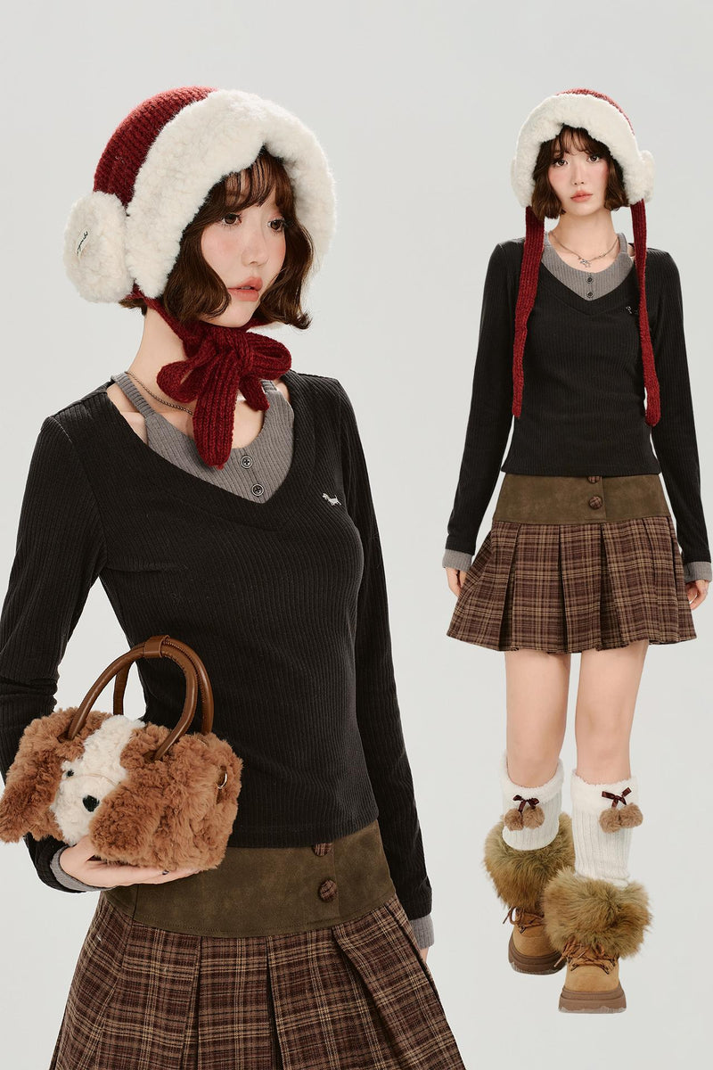 Retro Mode Neck Slim Top
