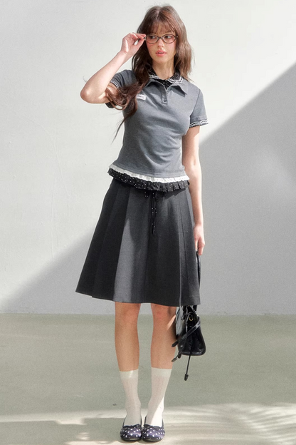 Retro Polka Dot Knit Polo