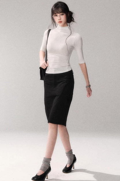 Retro Mid-sleeve Slim Top