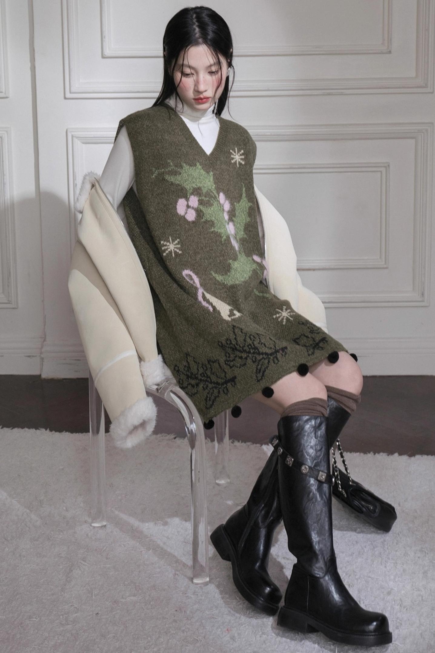 Dark Green Knit Vest