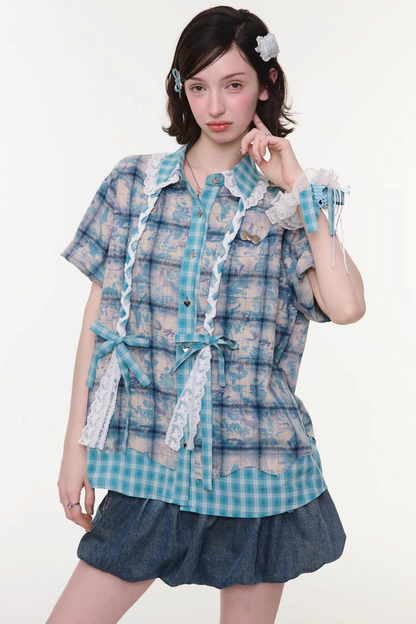 Y2k Plaid Oversized Shirt