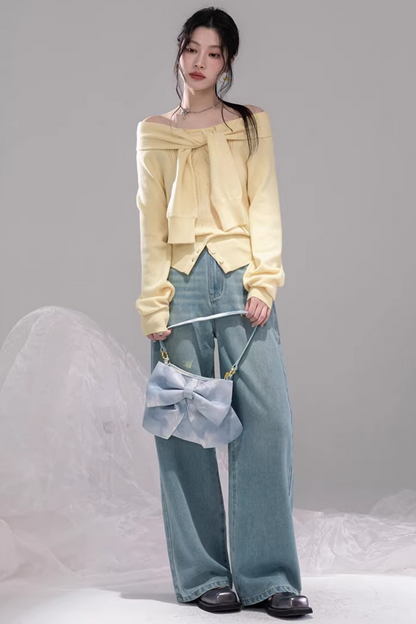 Milky Yellow One-shoulder Top