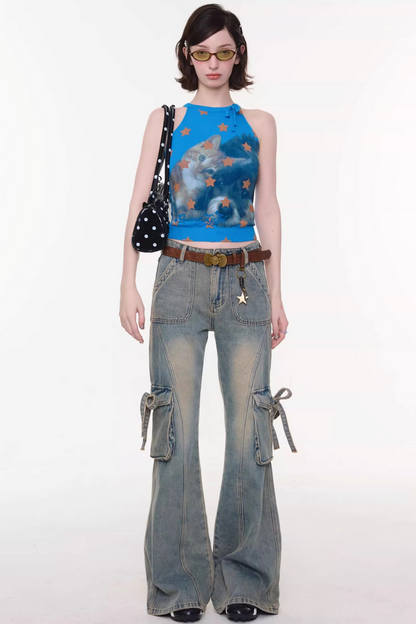 Y2k Star Cat Sleeveless Top
