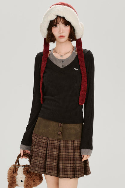 Retro Mode Neck Slim Top