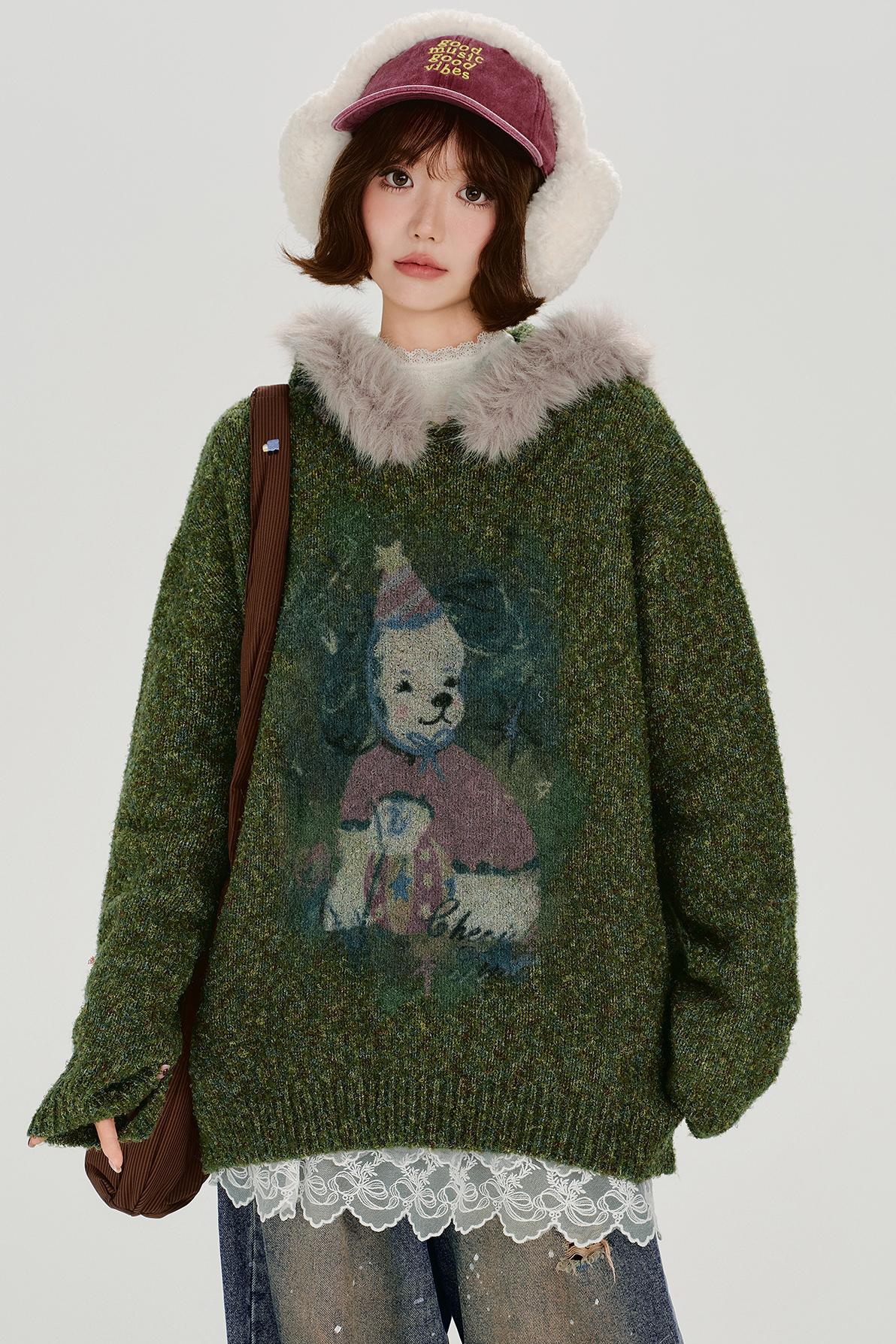 Retro Faux Fur Loose Top