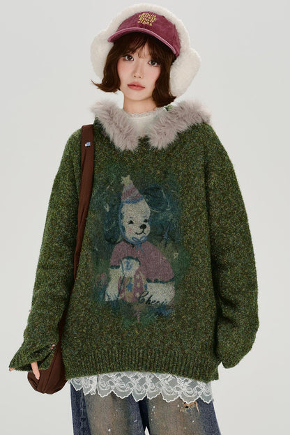 Retro Faux Fur Loose Top
