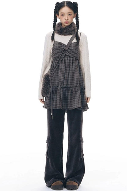 Checked Doll Shirring Slip Dress