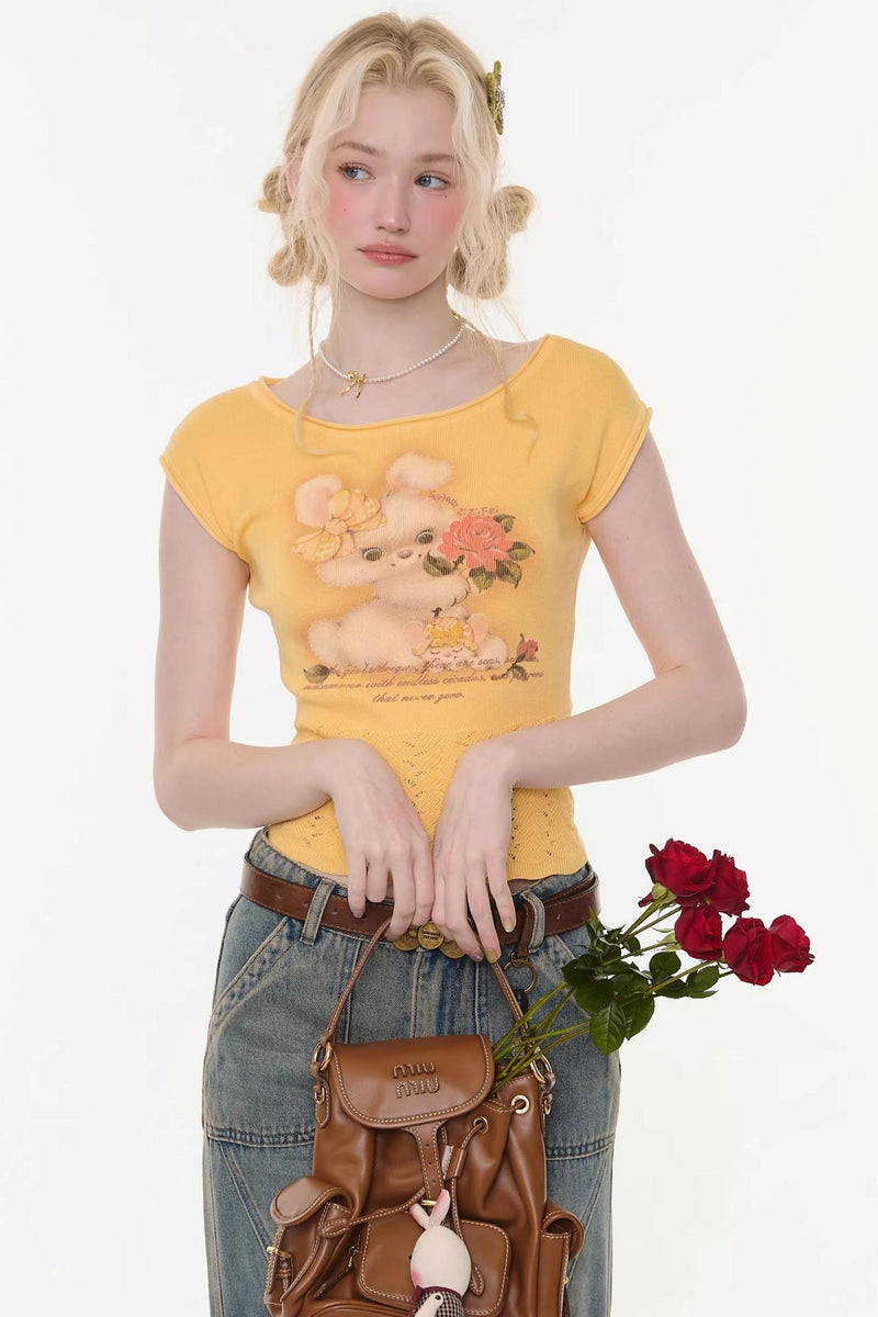 Sweet Rabbit Print Top