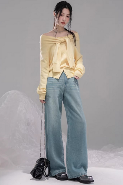Milky Yellow One-shoulder Top