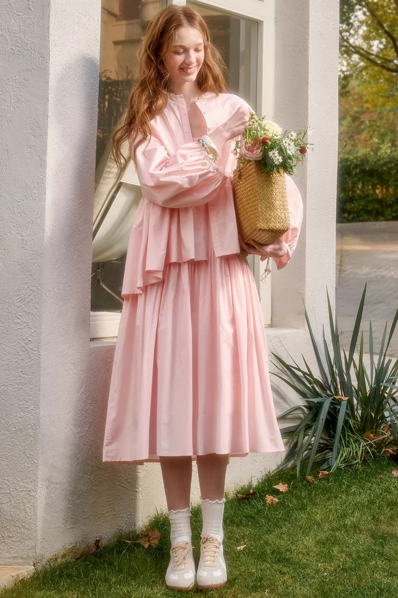 Baby Pink Sweet Dress + Shirt