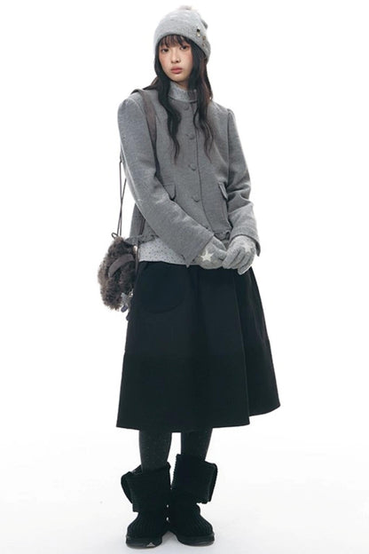 Retro Top + Preppy Pleated Skirt + Scarf