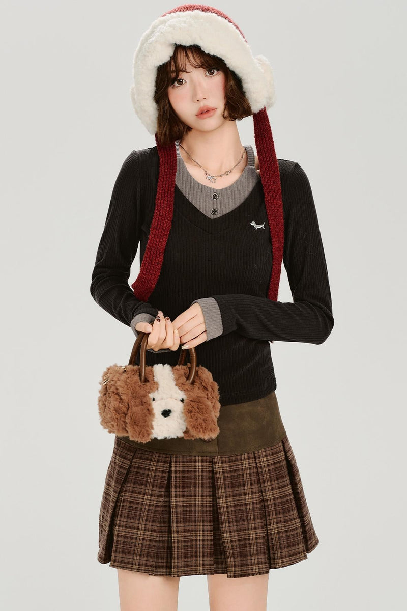 Retro Mode Neck Slim Top