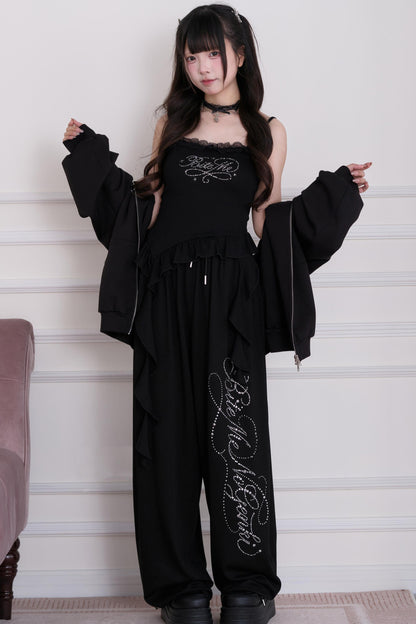 Lace Subculture Hooded Sweatshirt + Camisole + Shorts + Long Pants