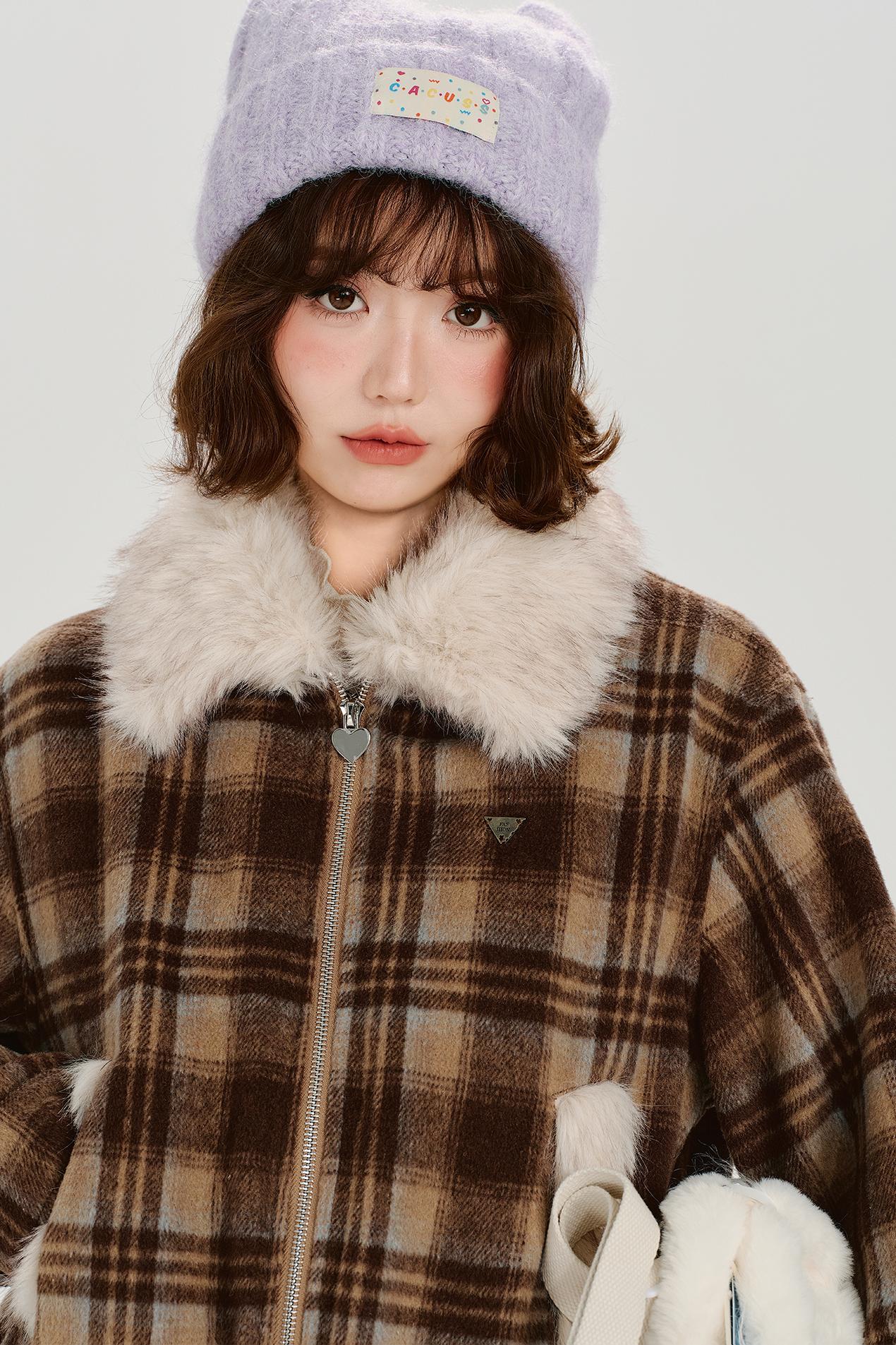 Retro Check Winter Jacket Set
