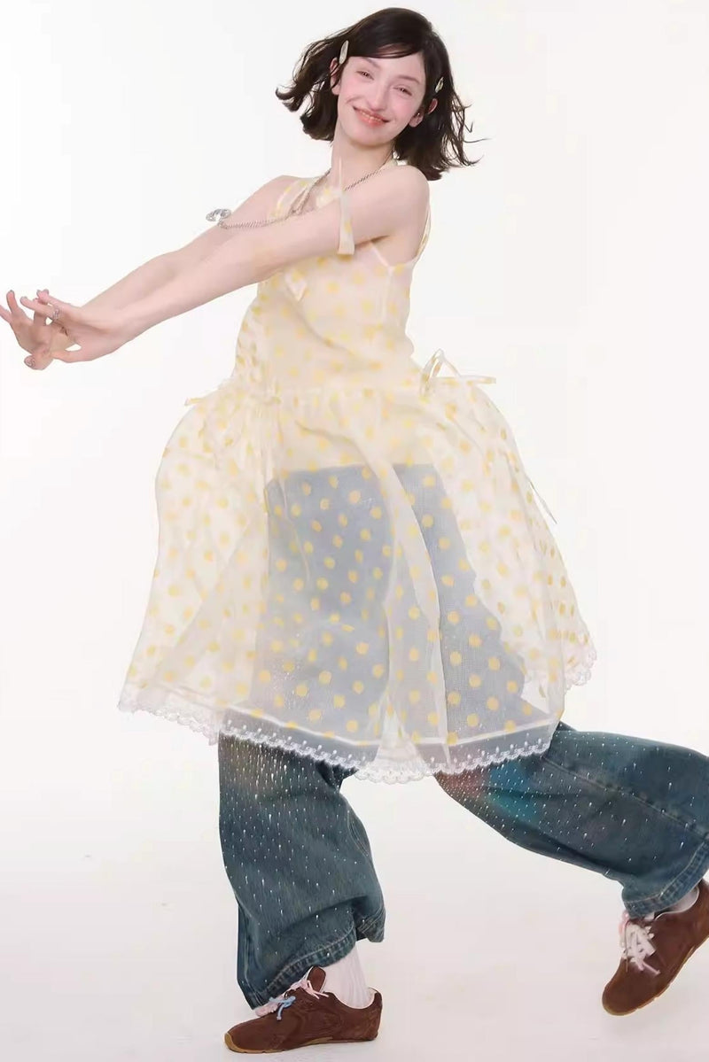 Sweet Polka Dot Mesh Dress