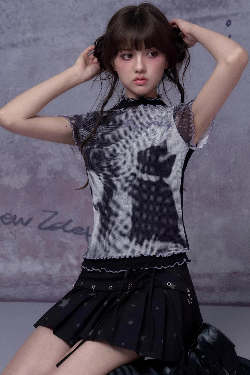 Retro Double Layer Mesh Top