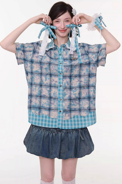 Y2k Plaid Oversized Shirt