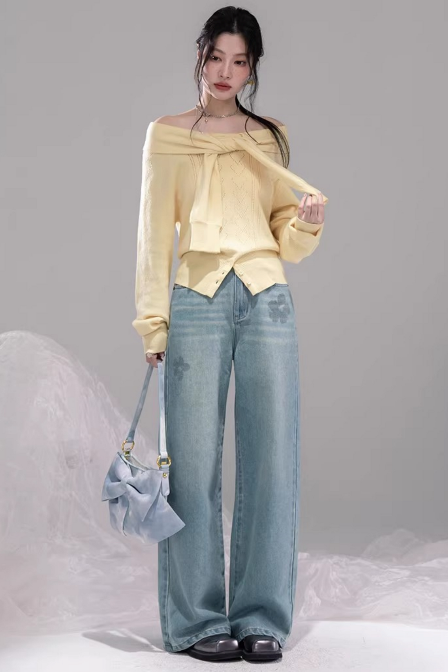 Milky Yellow One-shoulder Top