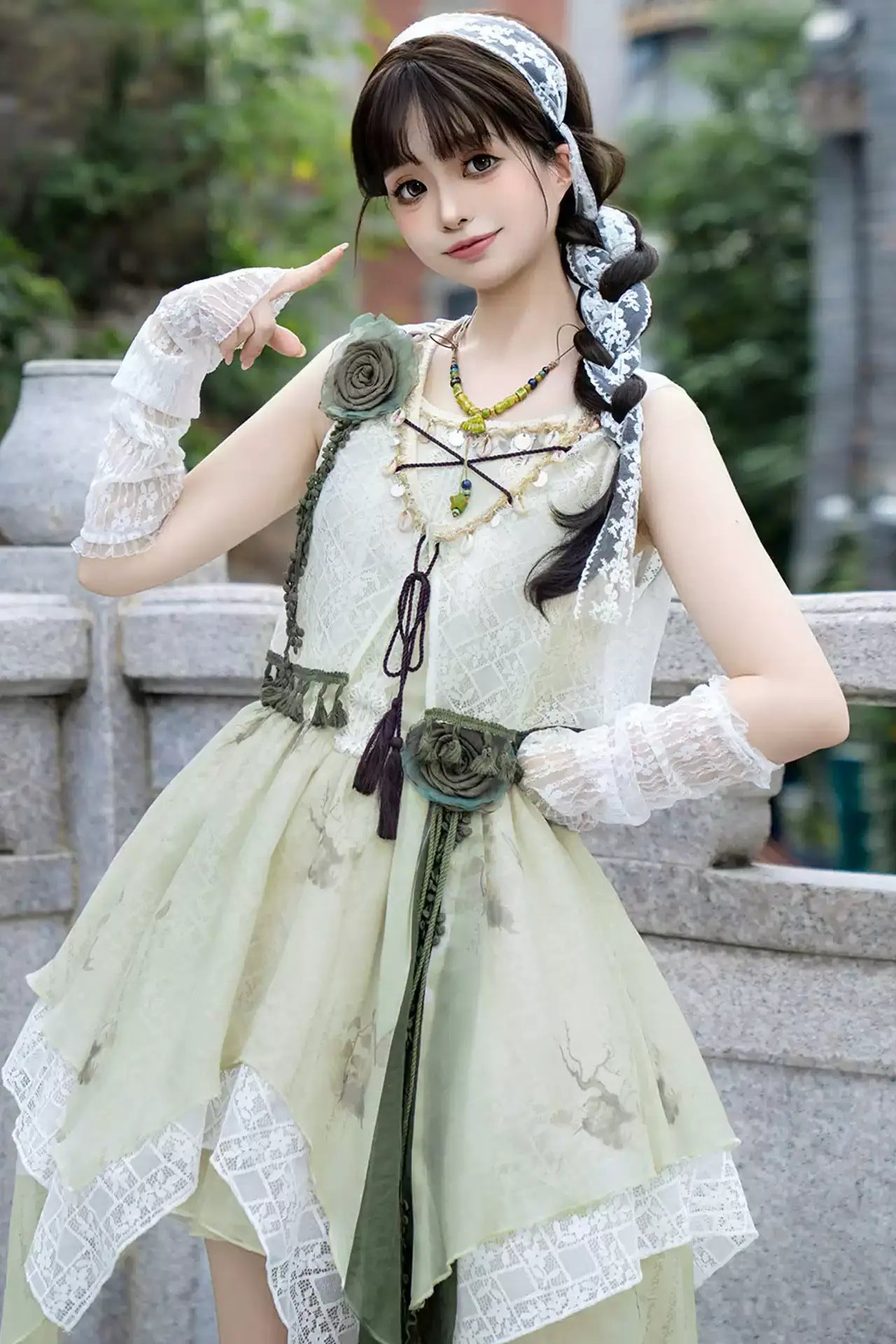 Sweet Resort Style Lolita Sand Dress Set