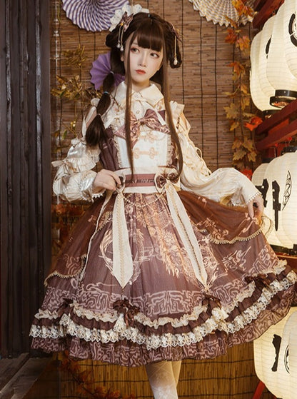 Cross Shoulder Waist Mark Ribbon Dress