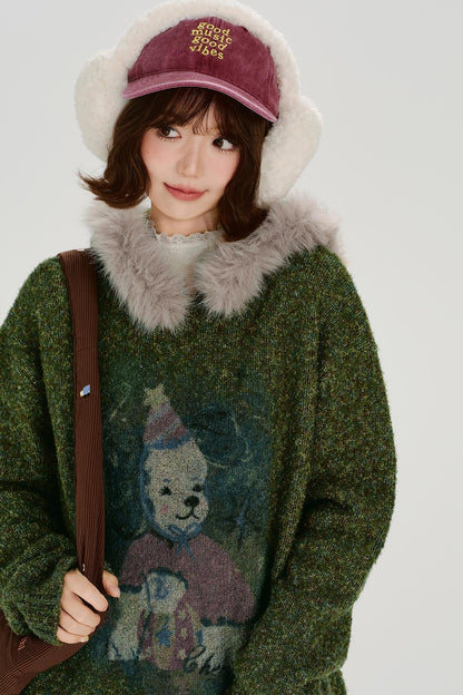 Retro Faux Fur Loose Top