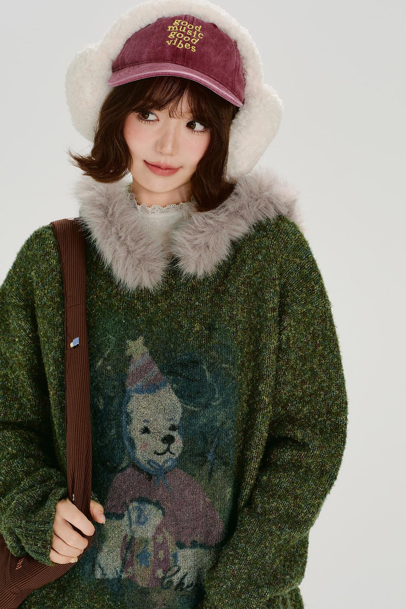 Retro Faux Fur Loose Top
