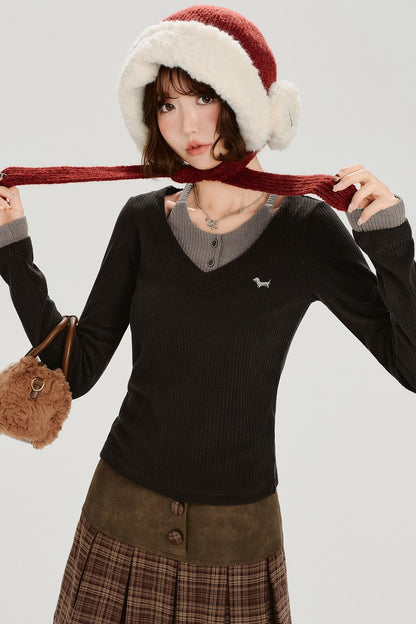 Retro Mode Neck Slim Top