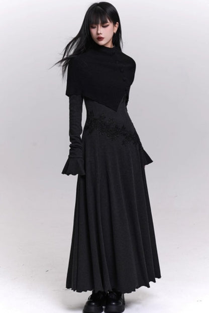 Gray Off-the-shoulder Knit Dress
