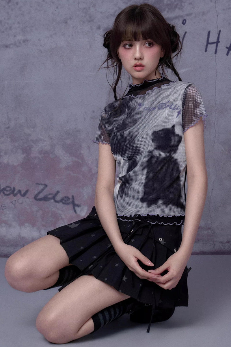 Retro Double Layer Mesh Top