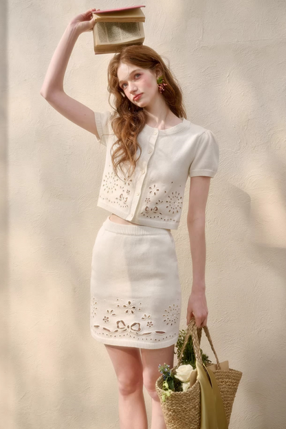 Puff Sleeve French Top + Skirt