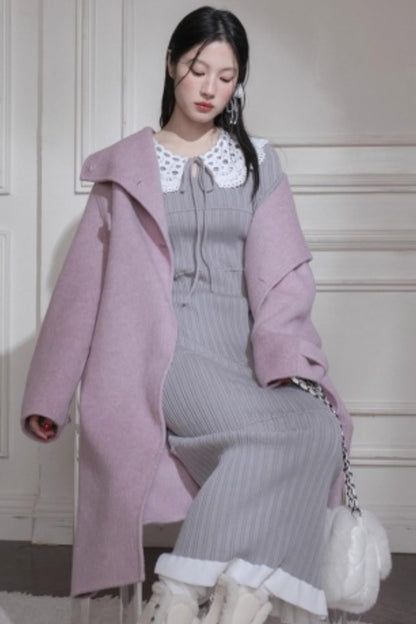 Sichuan Mist Gray Ruffle Long Dress