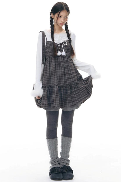 Checked Doll Shirring Slip Dress